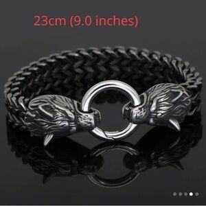 Silver Wolf Head Bracelet